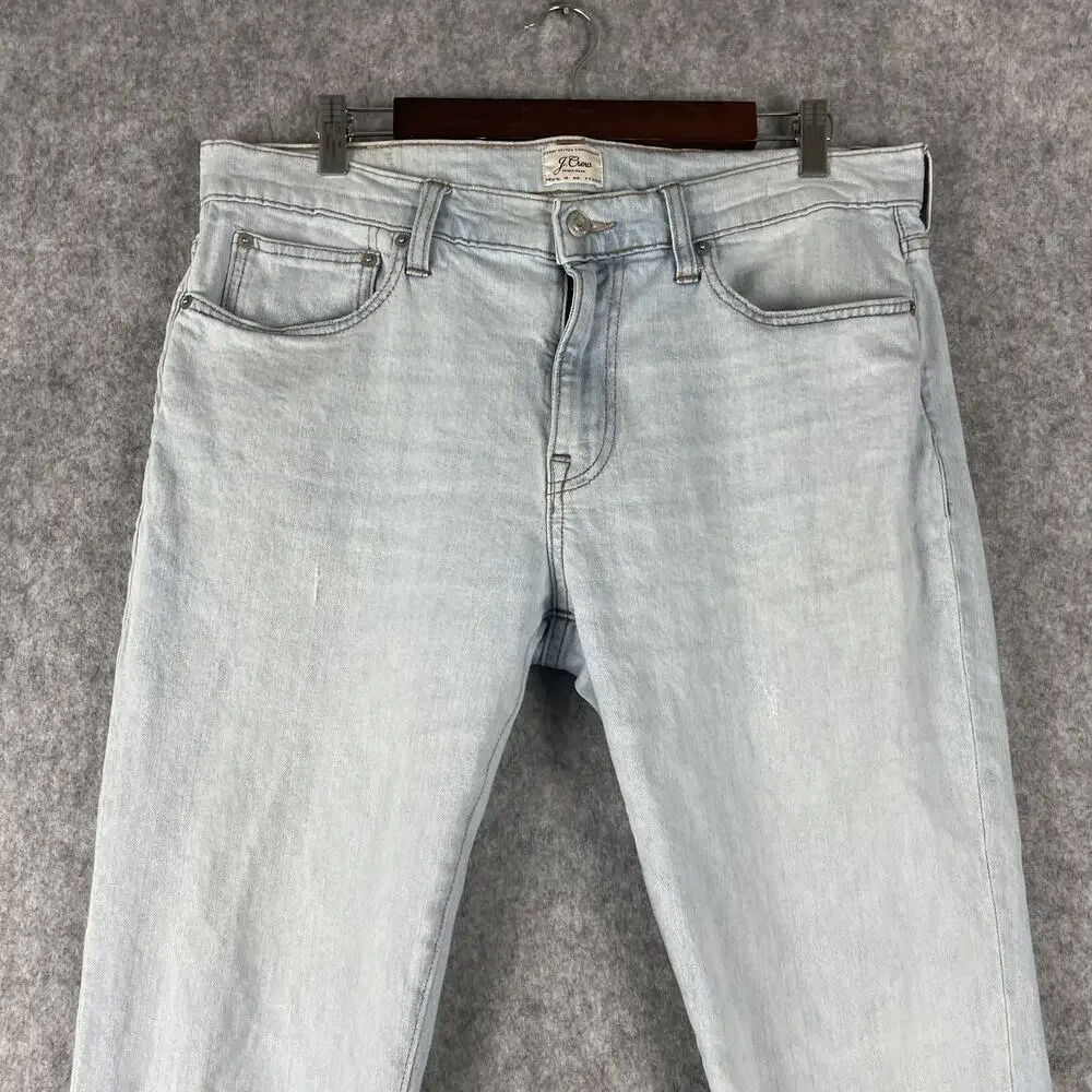 J. Crew 484 Slim Jeans Mens 35x32 Light‎ Wash Distressed Stretch Preppy Casual